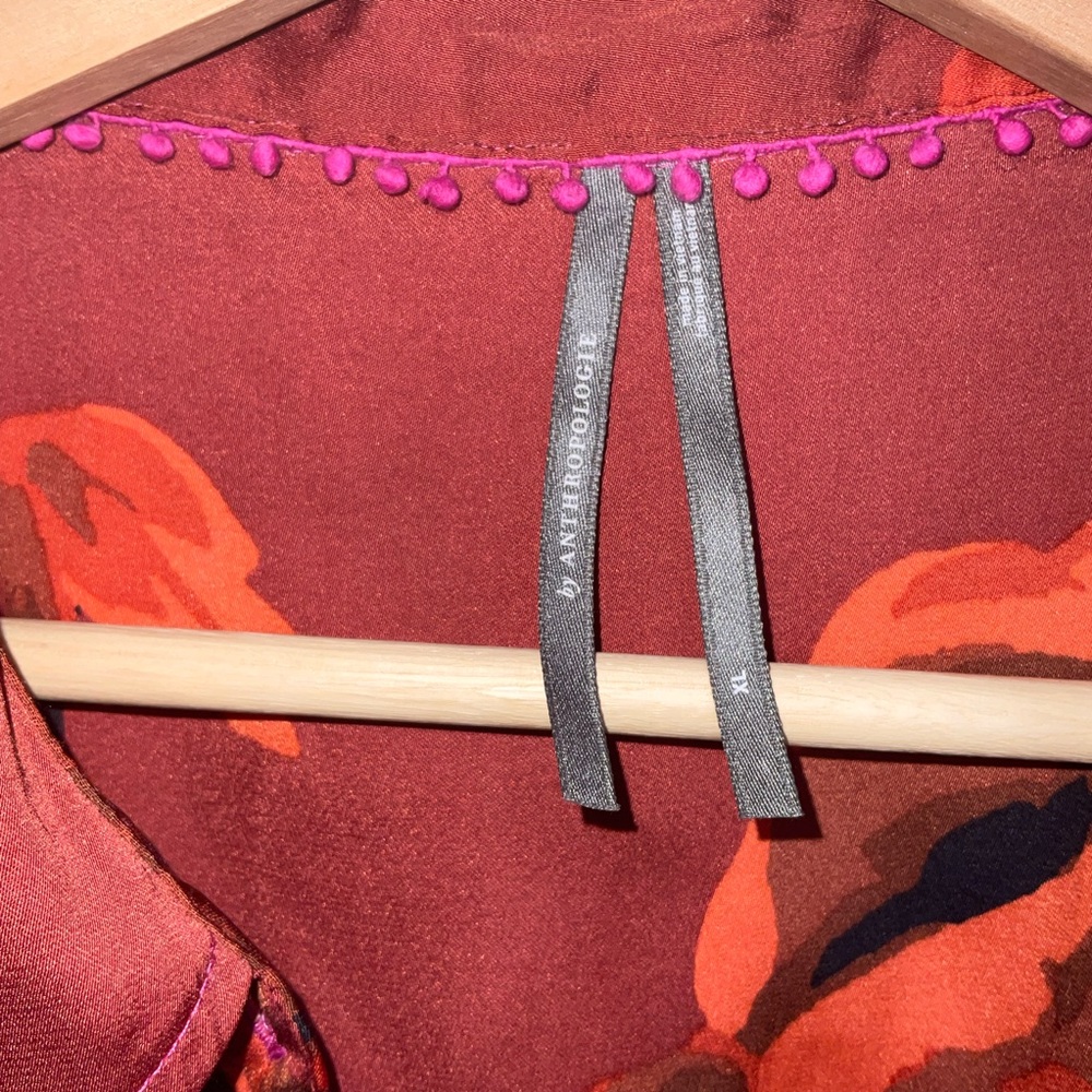 Anthropologie Pink and Red Floral Button Down Shirt - Picture 7 of 7